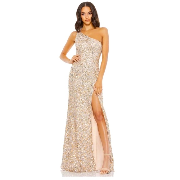 Mac Duggal Sequin One Shoulder Gown With Embellishments‎ 10729 NEW Size … - Picture 1 of 9